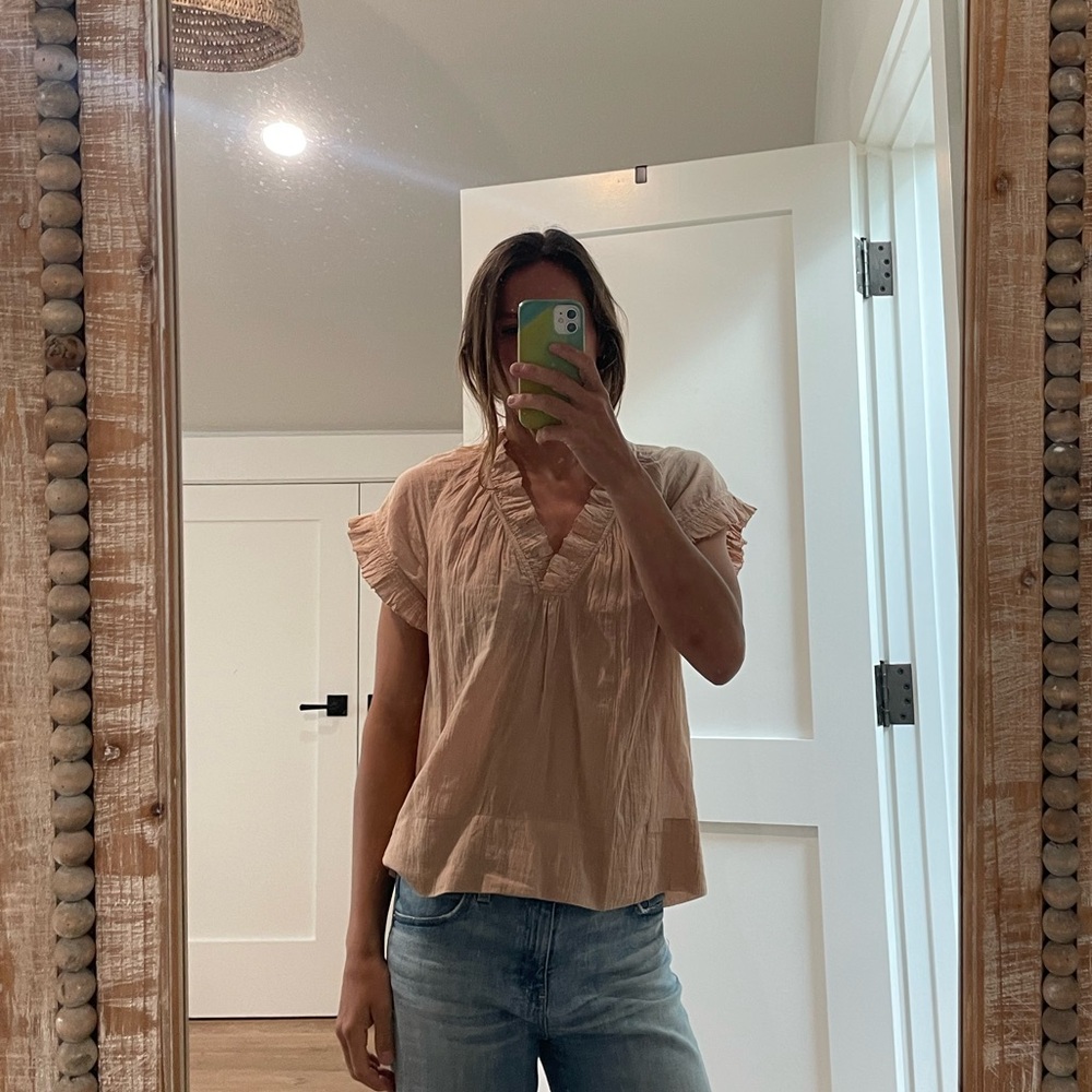 Joie cotton gauze top in blush